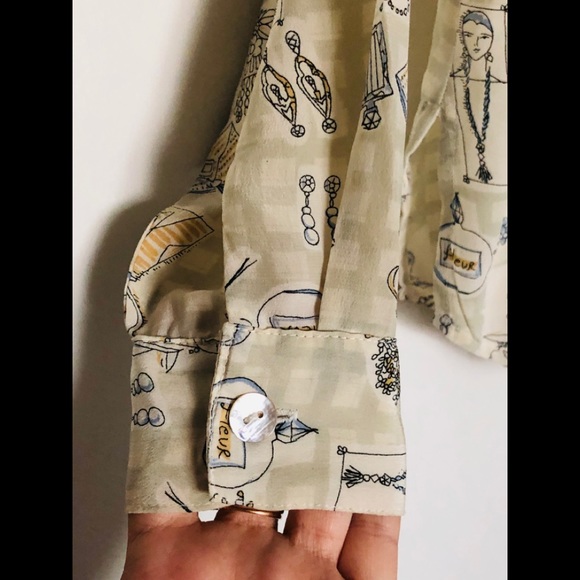 Tess Elizabeth O’bert 100% Silk Blouse size S Romantic Lovely - Picture 7 of 12